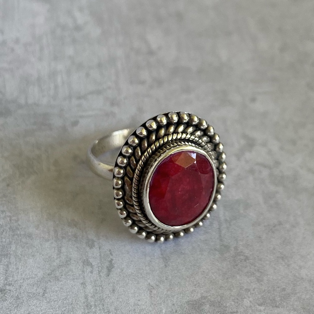 Ruby Red Ring In Sterling Silver - image 1